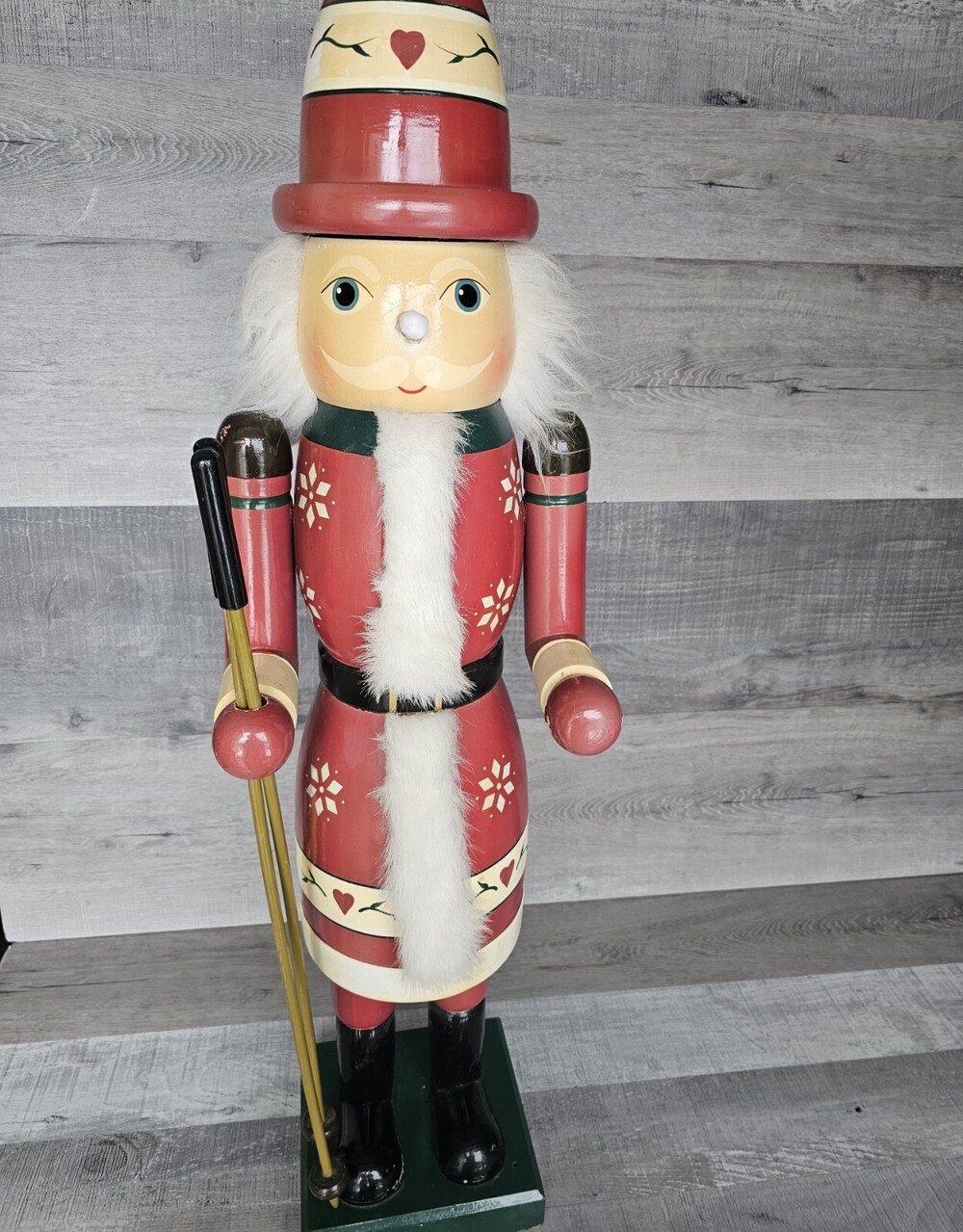 RARE VINTAGE Collectible 36" Christmas Nutcracker Skiing Santa Large Folk Art
